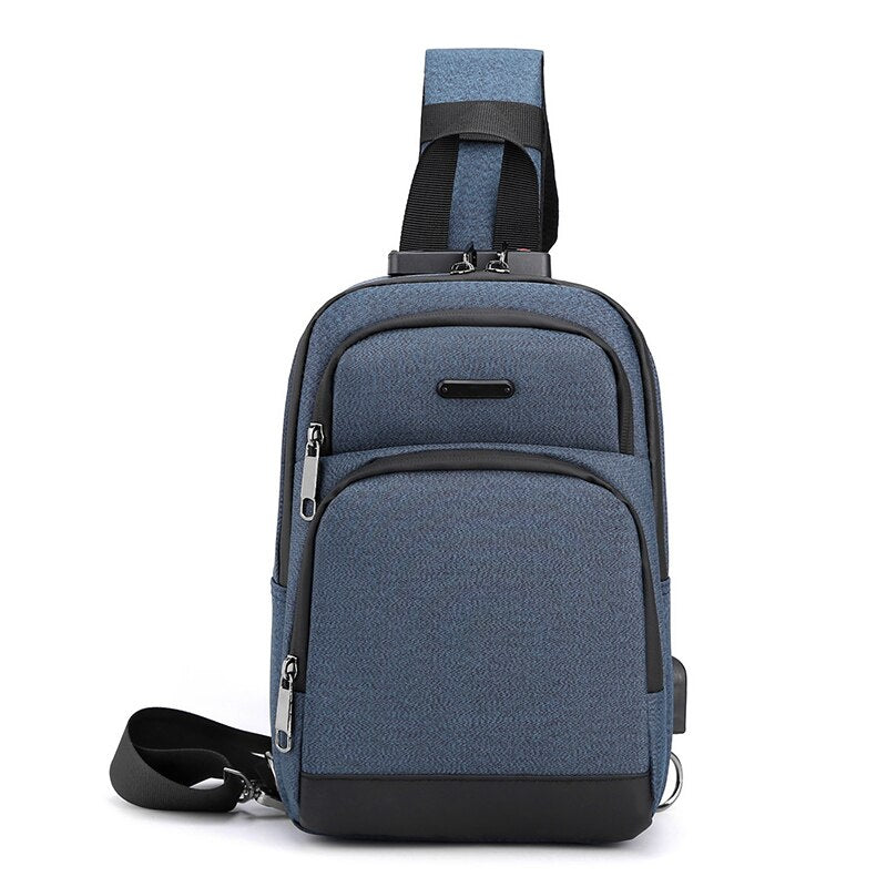 Business crossbody bag for men, made of waterproof nylon, featuring multiple pockets and a casual design.