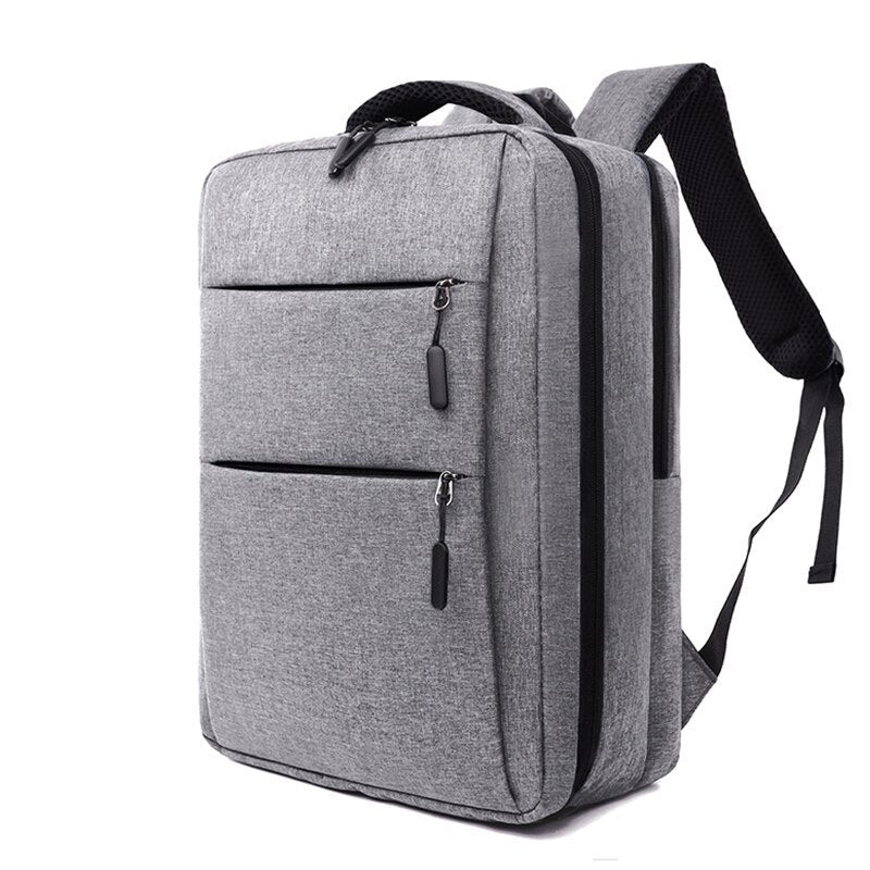 Business Man Backpack made of waterproof Oxford cloth, featuring USB charging port and multiple interior pockets for organization.