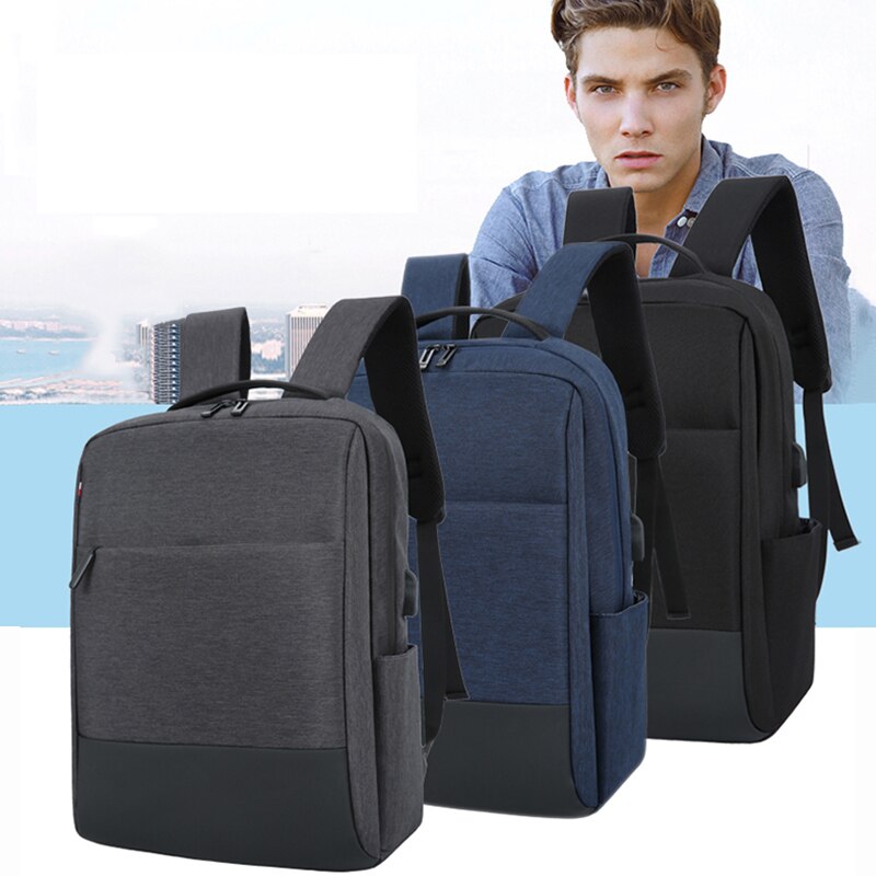 Business Men's Backpack made of waterproof nylon with multiple compartments and a stylish patchwork design, ideal for professionals.