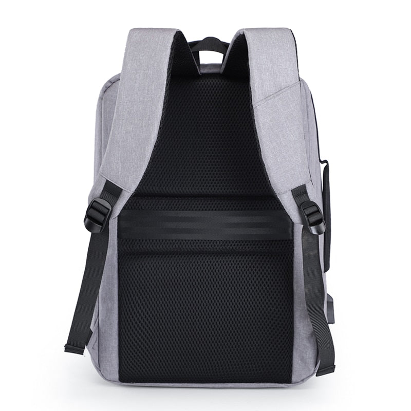 Business Men's Backpack featuring USB charging port, made of durable Oxford material, with multiple compartments and a stylish design.