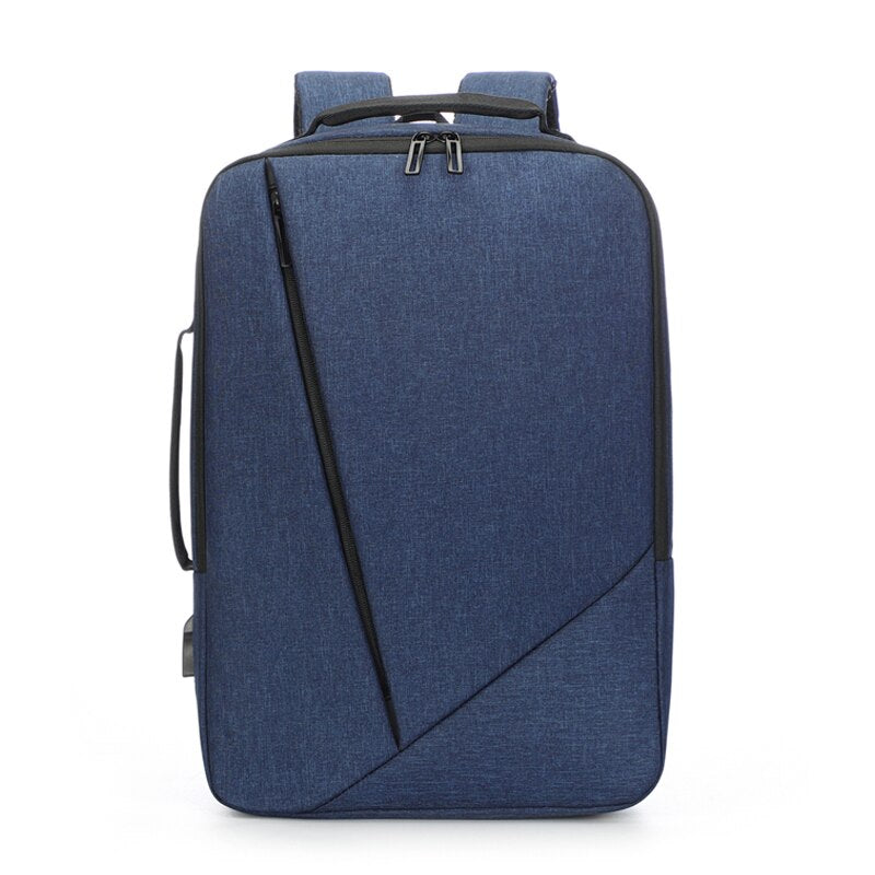 Business Men's Backpack featuring USB charging port, made of durable Oxford material, with multiple compartments and a stylish design.