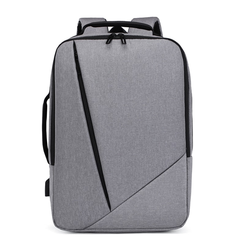 Business Men's Backpack featuring USB charging port, made of durable Oxford material, with multiple compartments and a stylish design.