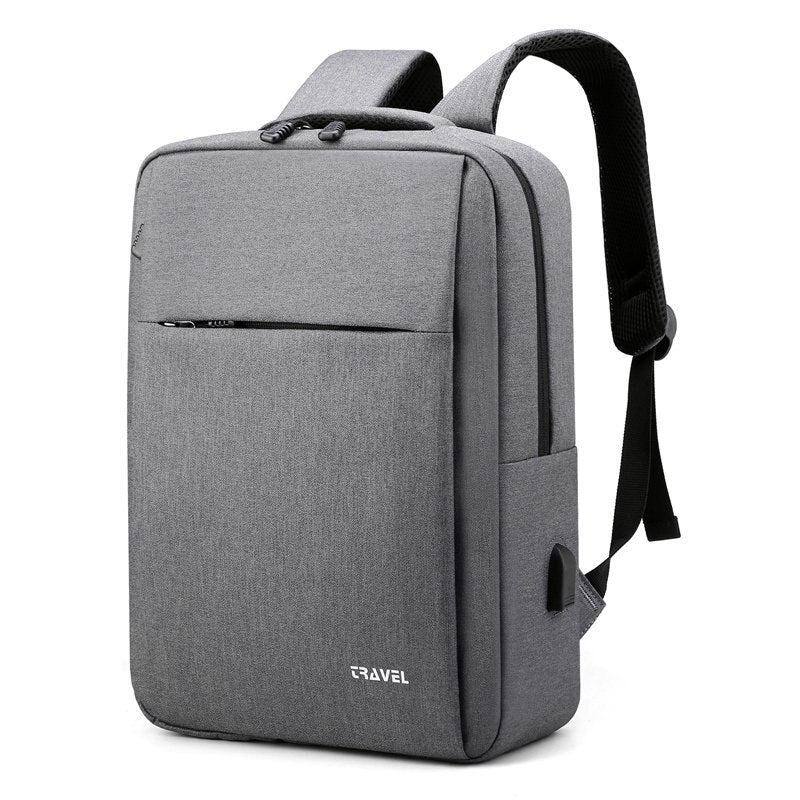 Business Men's Backpack featuring USB charging port, waterproof nylon material, and multiple interior pockets for organization.