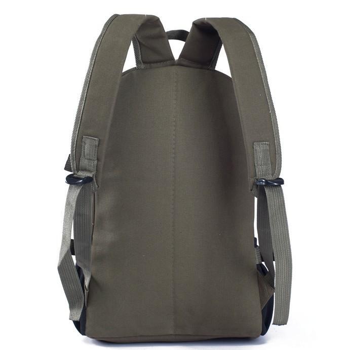 A durable canvas backpack designed for men, featuring a spacious zipper opening, adjustable straps, and a stylish design suitable for school, hiking, and traveling.