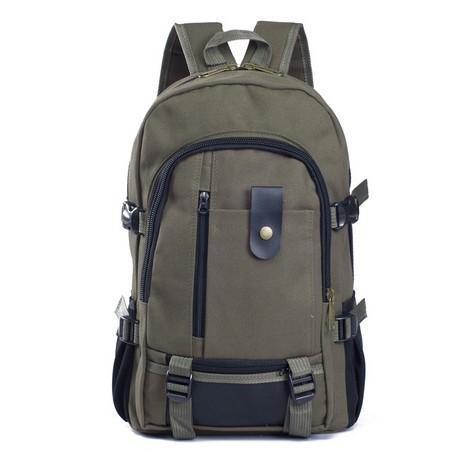 A durable canvas backpack designed for men, featuring a spacious zipper opening, adjustable straps, and a stylish design suitable for school, hiking, and traveling.