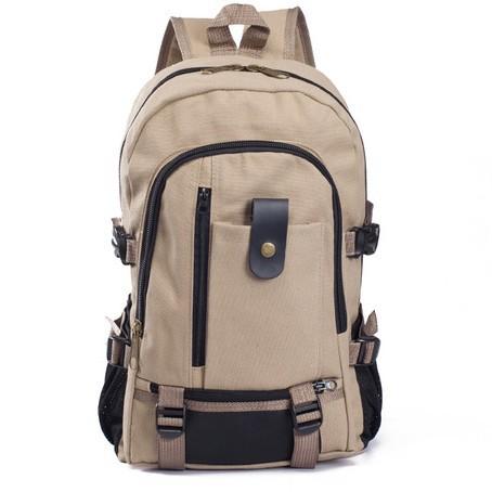 A durable canvas backpack designed for men, featuring a spacious zipper opening, adjustable straps, and a stylish design suitable for school, hiking, and traveling.