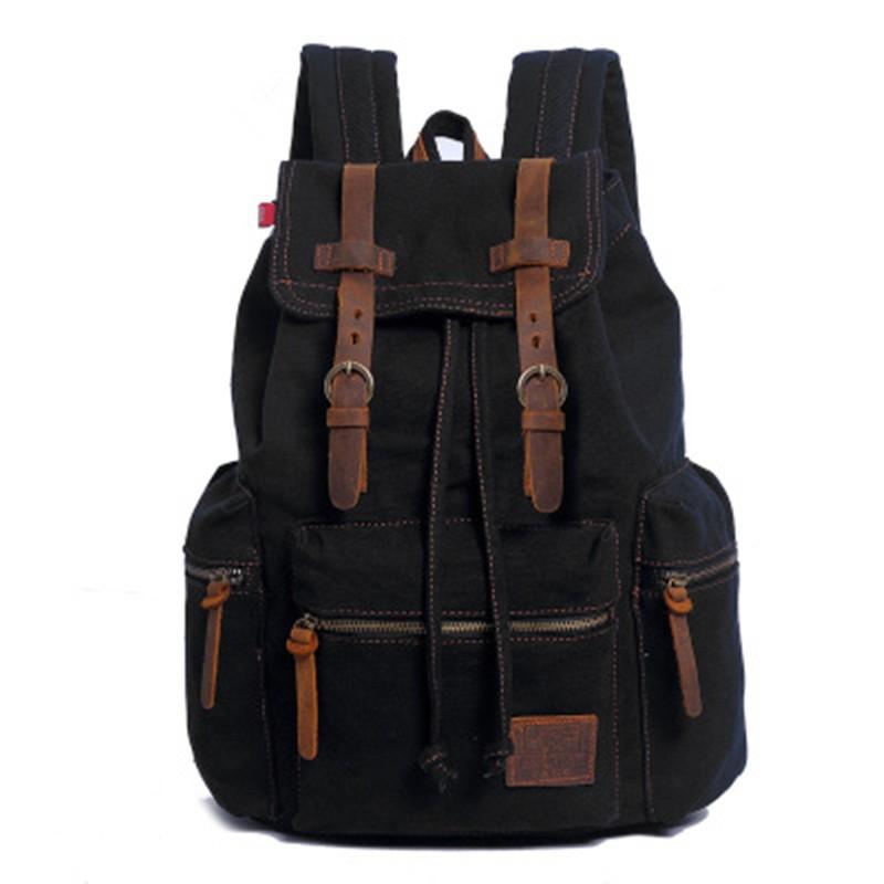 Canvas Casual Traveling Backpack for men and women, featuring heavy cotton canvas and leather trim, designed for comfort and durability.