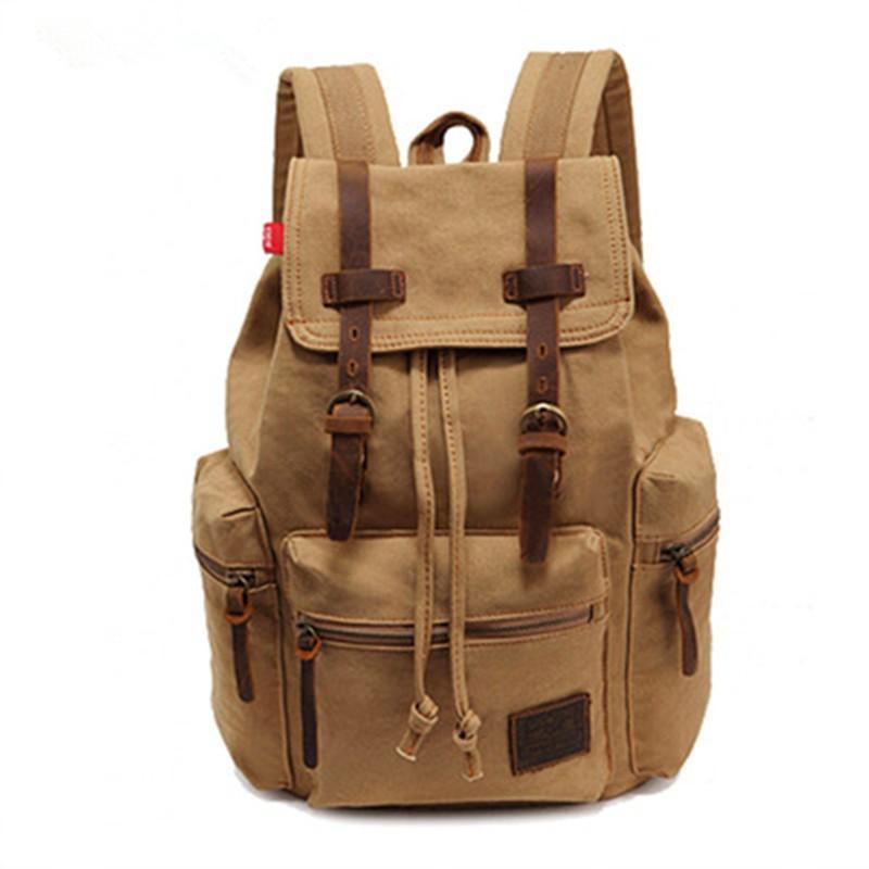 Canvas Casual Traveling Backpack for men and women, featuring heavy cotton canvas and leather trim, designed for comfort and durability.