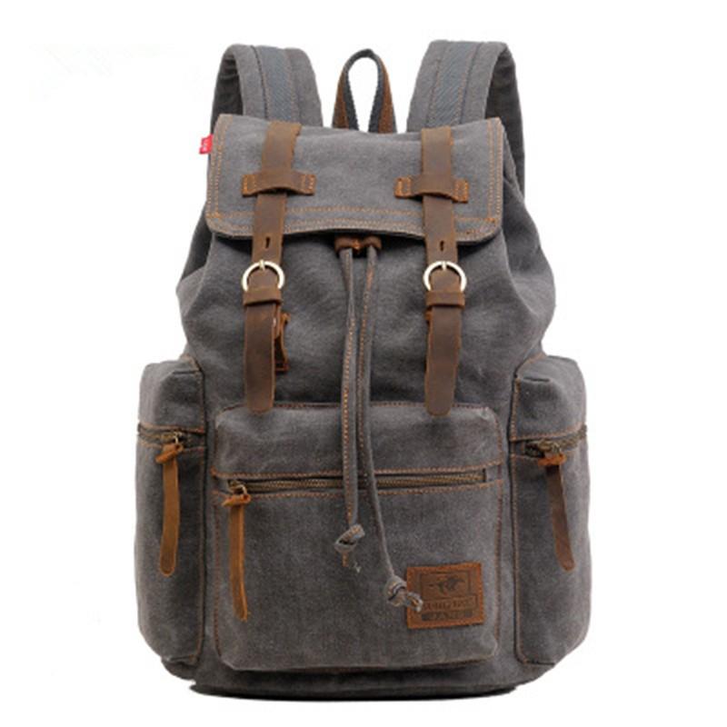 Canvas Casual Traveling Backpack for men and women, featuring heavy cotton canvas and leather trim, designed for comfort and durability.