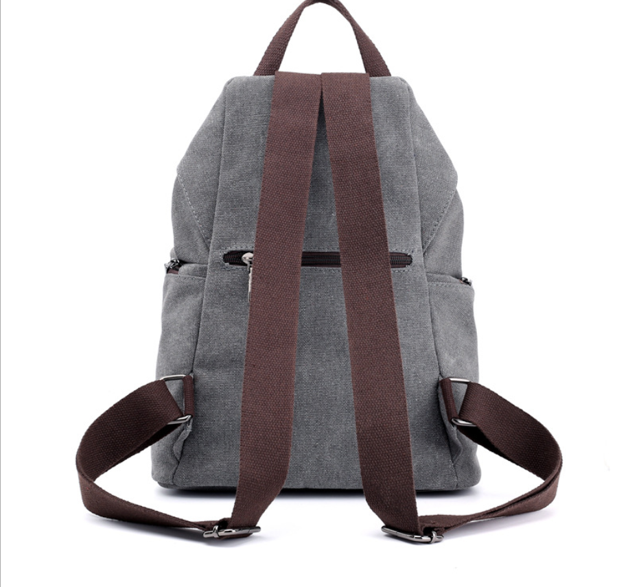 Canvas Fashion Retro Casual College Style Backpack in a vintage design, featuring a square shape and soft straps, perfect for women.