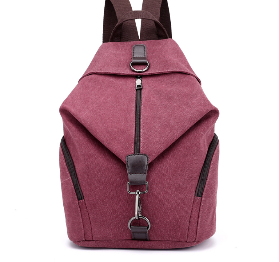 Canvas Fashion Retro Casual College Style Backpack in a vintage design, featuring a square shape and soft straps, perfect for women.