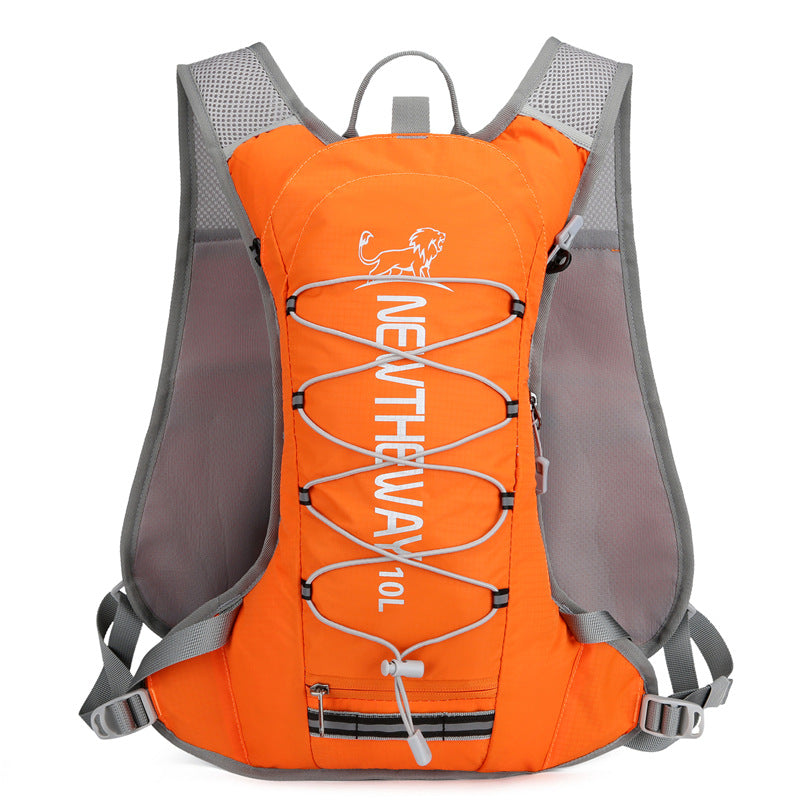 A lightweight cycling and outdoor sports backpack in a vibrant color, featuring breathable shoulder straps and a durable nylon fabric, ideal for running and camping.