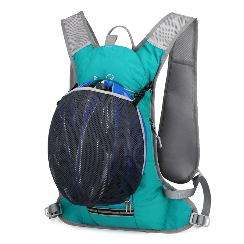 A lightweight cycling and outdoor sports backpack in a vibrant color, featuring breathable shoulder straps and a durable nylon fabric, ideal for running and camping.