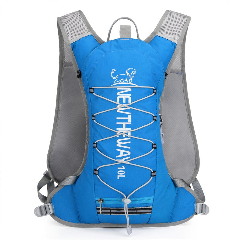 A lightweight cycling and outdoor sports backpack in a vibrant color, featuring breathable shoulder straps and a durable nylon fabric, ideal for running and camping.