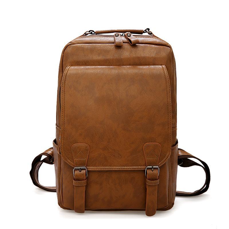 Elegant Casual PU Leather Backpack for Men with soft handle and multiple pockets, showcasing its stylish design and functionality.