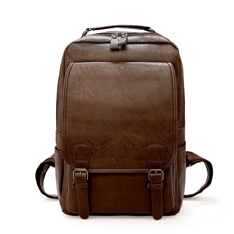 Elegant Casual PU Leather Backpack for Men with soft handle and multiple pockets, showcasing its stylish design and functionality.