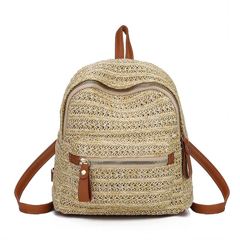 Elegant straw woven backpack for women, showcasing a stylish design suitable for various occasions.