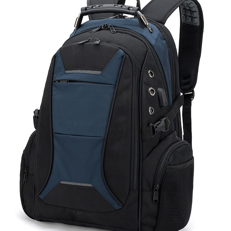 Fashion Outdoor Large Capacity Men's Backpack in durable Oxford cloth, featuring multiple pockets and a detachable handle.