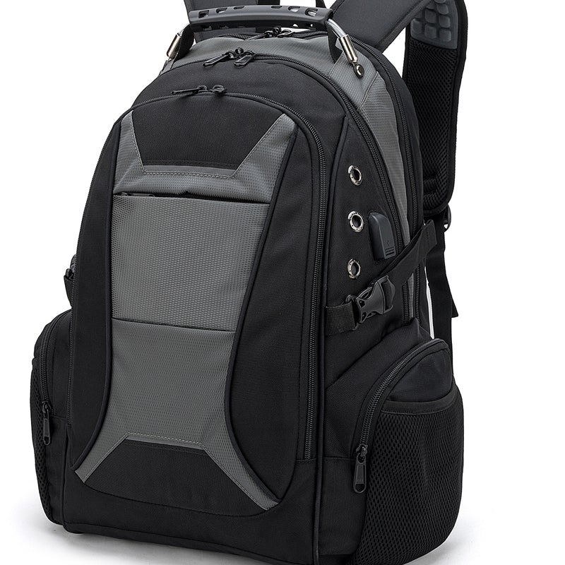 Fashion Outdoor Large Capacity Men's Backpack in durable Oxford cloth, featuring multiple pockets and a detachable handle.