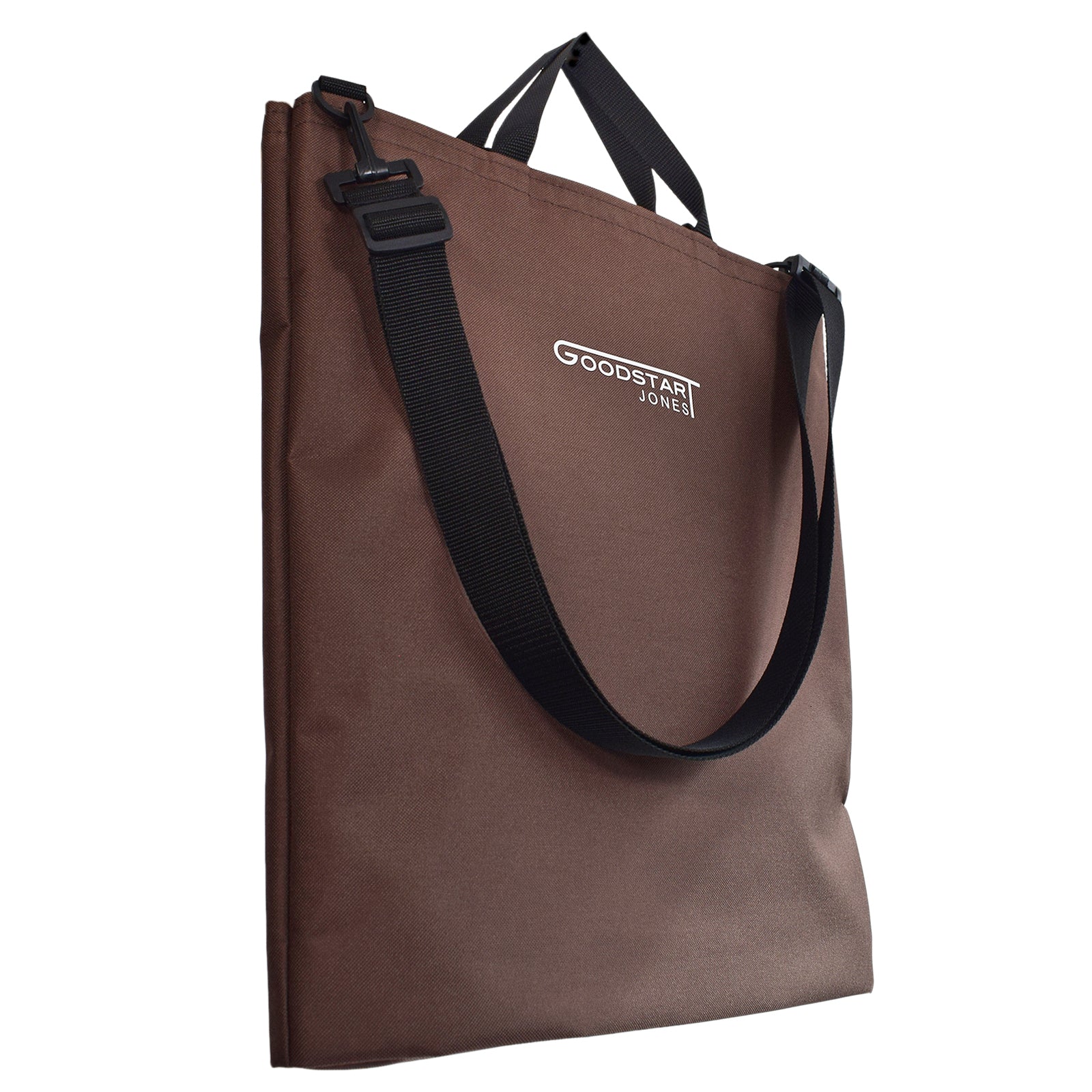 Brown GoodDay Tote Bag featuring adjustable shoulder strap and spacious interior pockets.