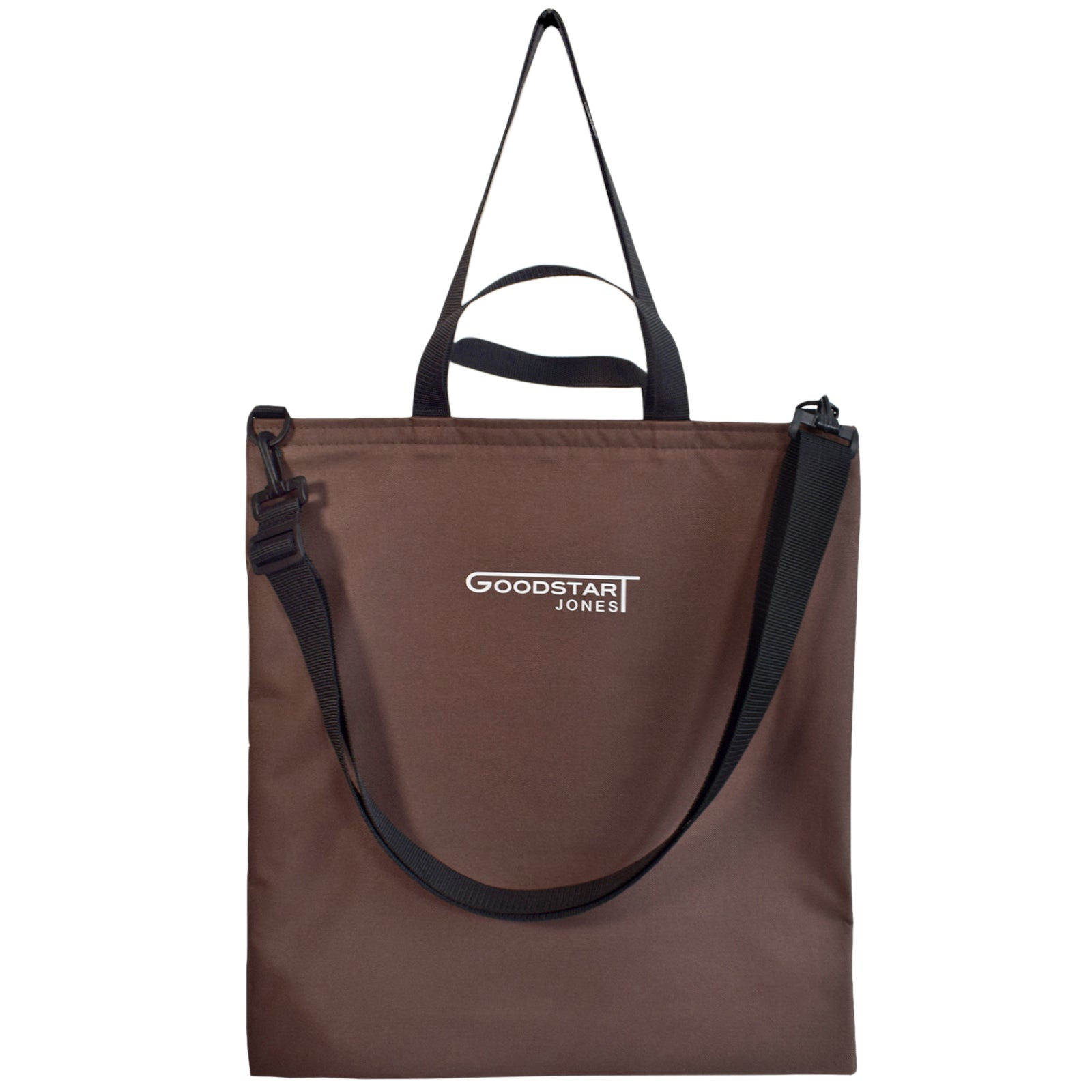 Brown GoodDay Tote Bag featuring adjustable shoulder strap and spacious interior pockets.