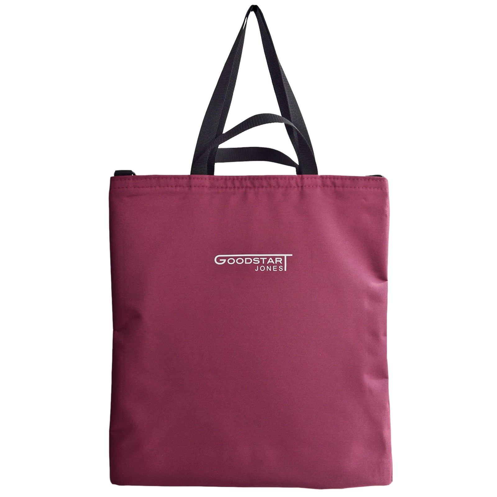 GoodDay Tote Bag in WINE color, featuring two handles and an adjustable shoulder strap, showcasing its spacious interior and water-resistant exterior.