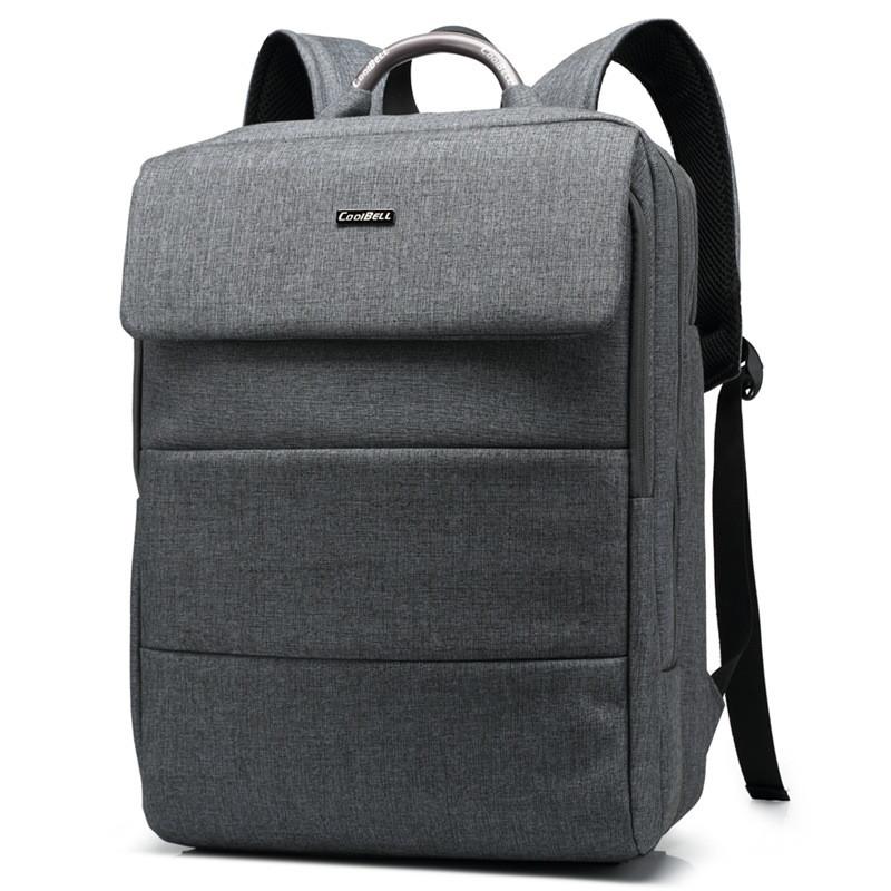 Grey Business Laptop Backpack for Men featuring multiple pockets and a sleek design, ideal for professionals.