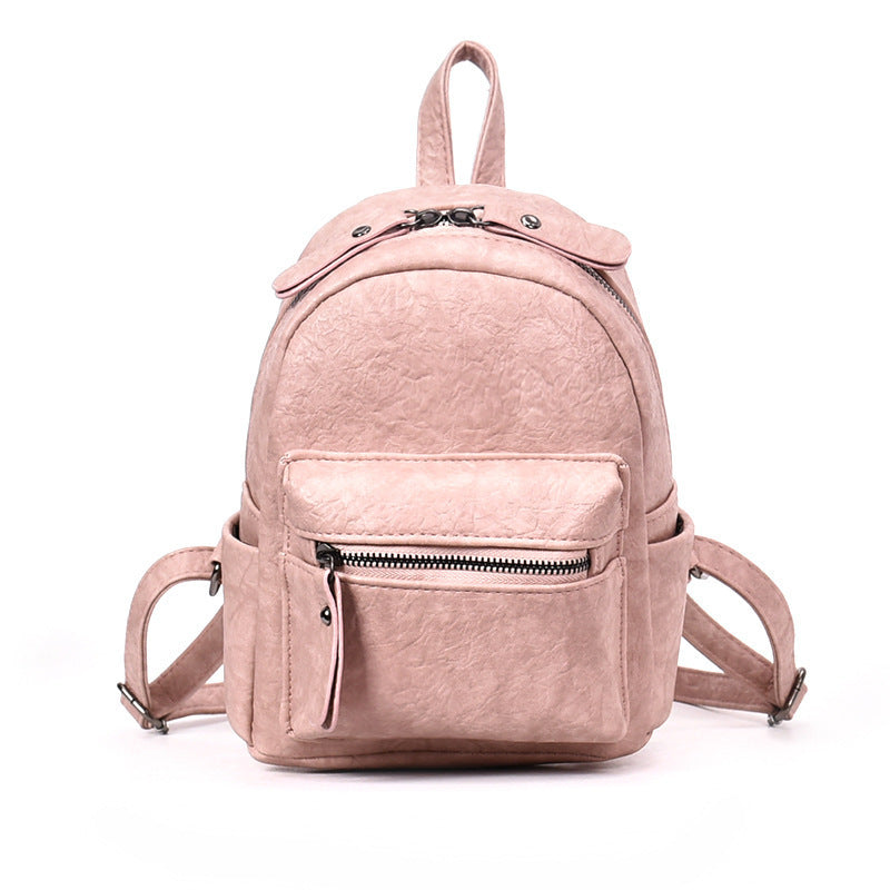 High Quality Casual Fashion Solid Color Lady's Backpack in a stylish design, showcasing its durable material and double shoulder straps.