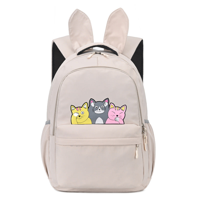 A high-quality lightweight backpack featuring a cute animal pattern, perfect for kids and adults, showcasing its waterproof and wear-resistant features.