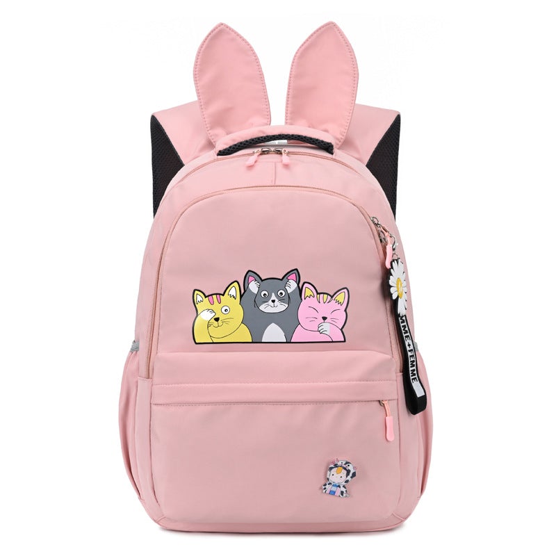 A high-quality lightweight backpack featuring a cute animal pattern, perfect for kids and adults, showcasing its waterproof and wear-resistant features.