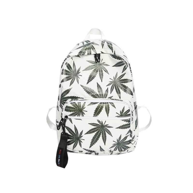 High Quality Maple Leaf Print Backpack showcasing a stylish maple leaf pattern, durable polyester material, and multiple pockets for organization.