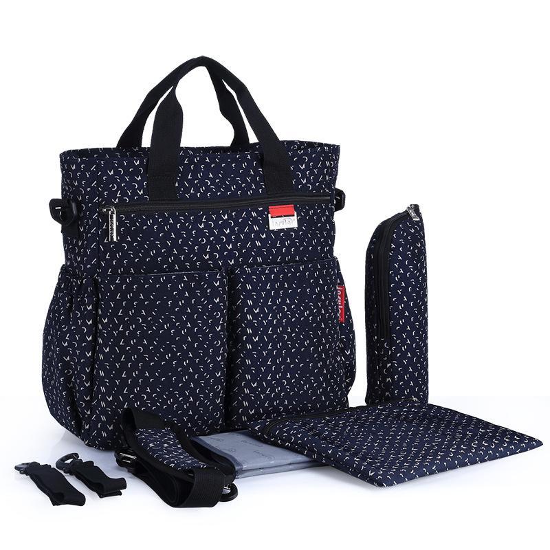 High Quality Multi-function Mummy Bag Set in stylish design with various accessories including bottle insulation bag and storage bag.