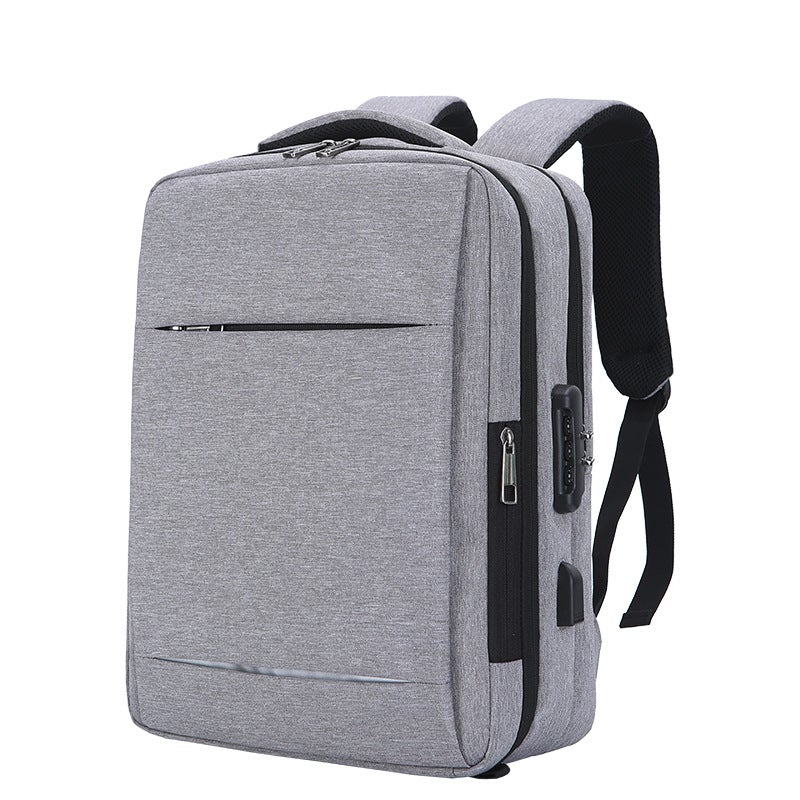 High Quality Multifunctional Solid Color Computer Backpack in solid color, showcasing its durable polyester material and multiple pockets.