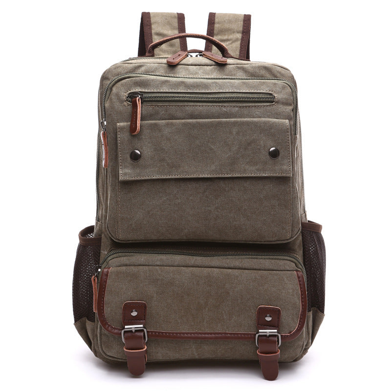 High Quality Multi-pocket Canvas Backpack featuring multiple compartments and durable high-density wash canvas material.