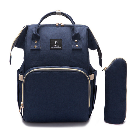 High Quality Mummy Maternity Travel Backpack in denim fabric, featuring multiple pockets and USB charging interface, ideal for parents on the go.