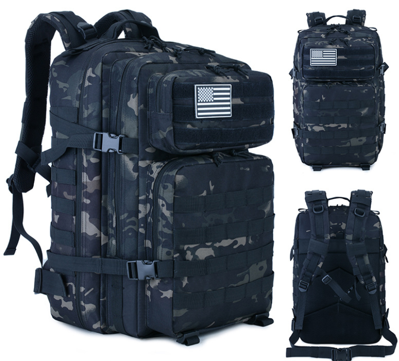 High Quality Outdoor Mountaineering Tactical Backpack in a neutral design, made from durable Oxford material, ideal for hiking and outdoor activities.