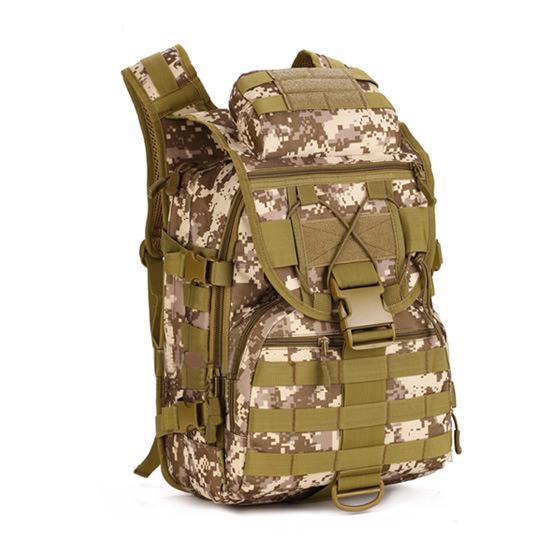 High Quality Professional Sports Outdoor Backpack in digital camouflage, showcasing its durable design and spacious compartments.