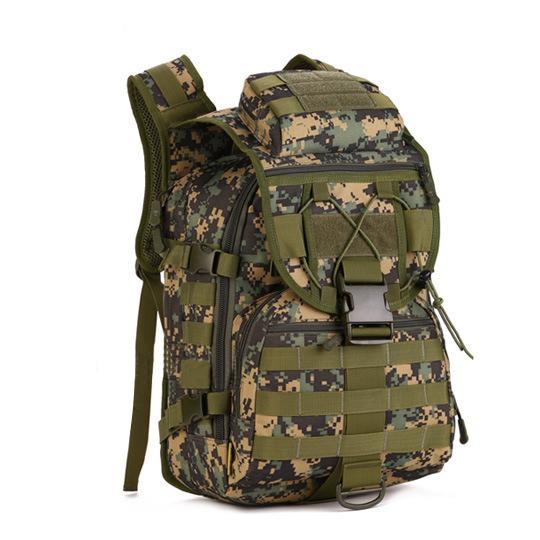 High Quality Professional Sports Outdoor Backpack in digital camouflage, showcasing its durable design and spacious compartments.