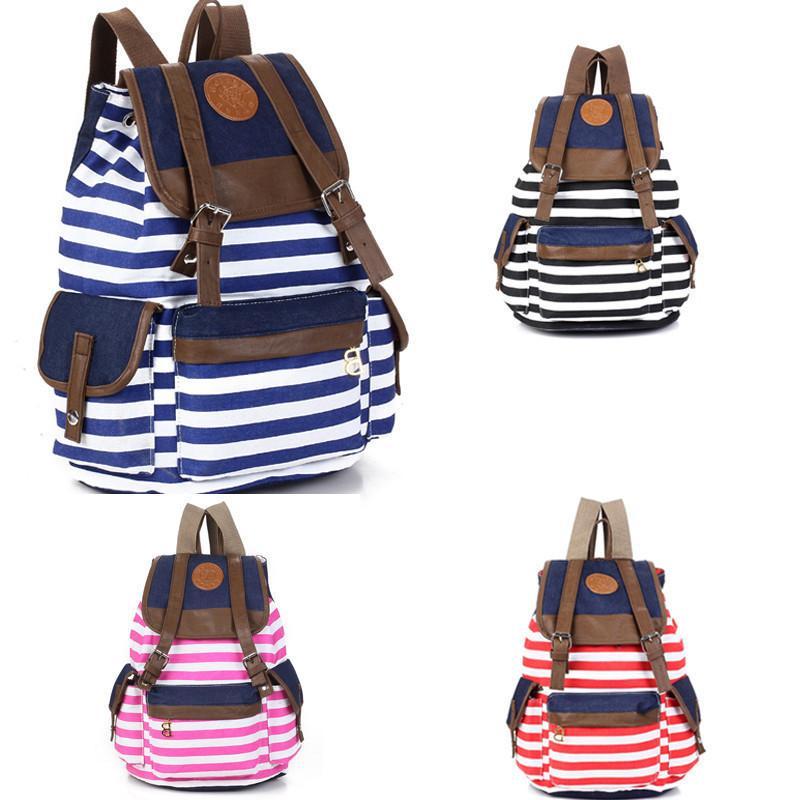 High Quality Striped Canvas Backpack for Women featuring a stylish striped design and durable canvas material.