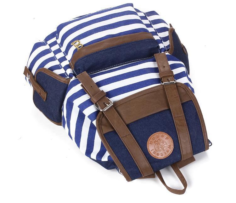 High Quality Striped Canvas Backpack for Women featuring a stylish striped design and durable canvas material.