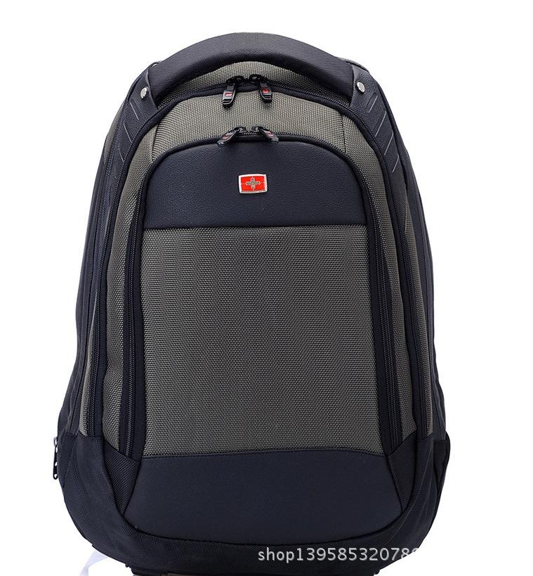 High Quality Unisex 15.6 Inch Laptop Backpack in black nylon with double straps and soft handle.