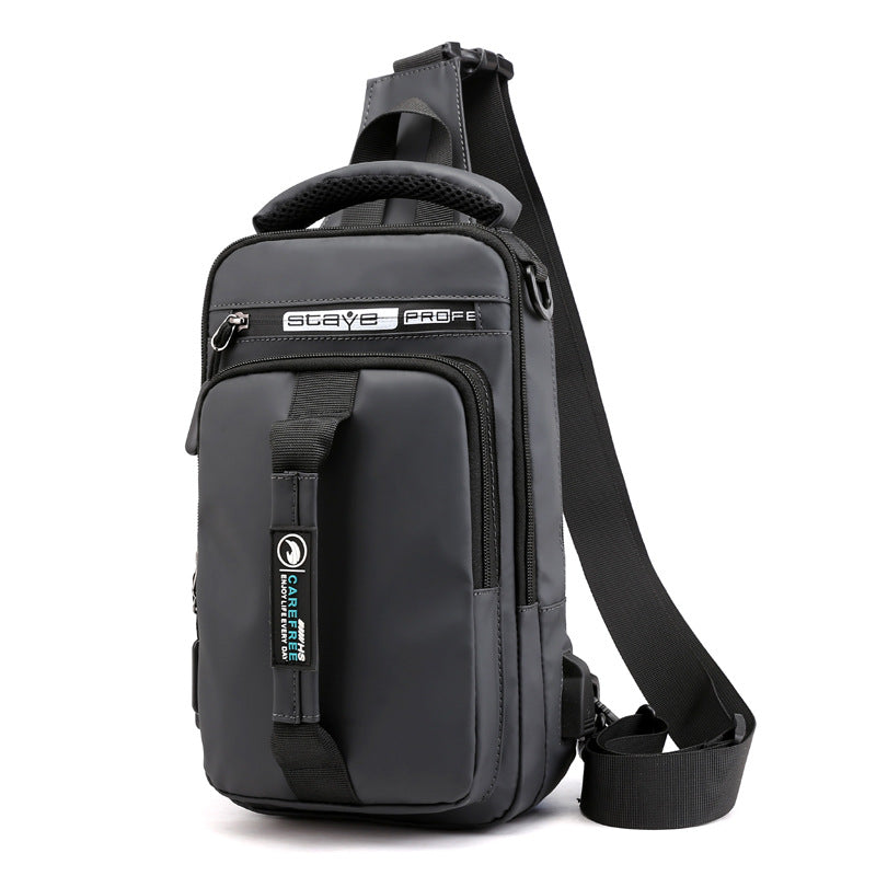 High-Capacity Dual-Use Backpack featuring a USB charging port, made from waterproof Oxford cloth, with a soft handle and double straps.