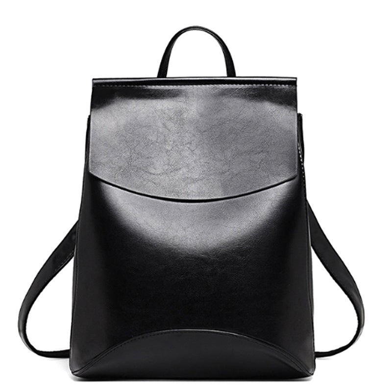 Ladies Korean Version Leisure College Style Backpack in stylish PU leather, featuring double straps and anti-theft design, perfect for travel and daily use.