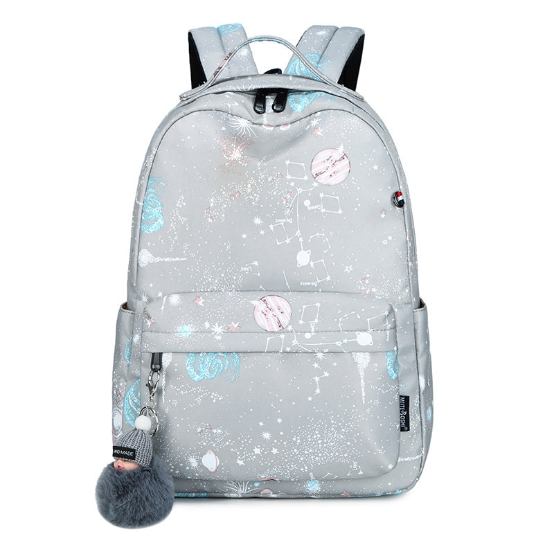 Large Capacity Korean Version Cute Backpack in stylish design, featuring multiple pockets and durable nylon material.