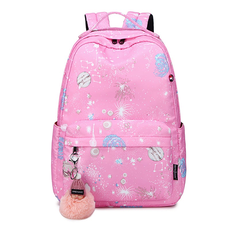 Large Capacity Korean Version Cute Backpack in stylish design, featuring multiple pockets and durable nylon material.