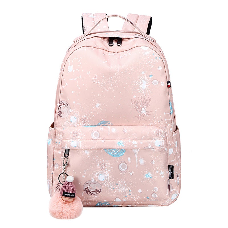 Large Capacity Korean Version Cute Backpack in stylish design, featuring multiple pockets and durable nylon material.