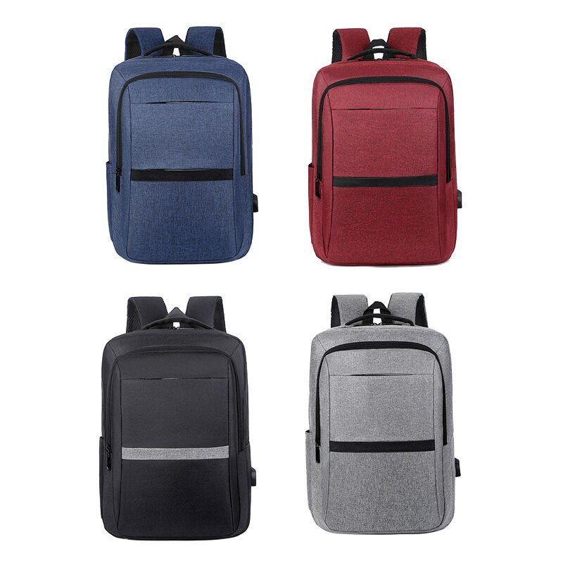 Large Capacity Men's Backpack with USB charging port, made from durable Oxford material, featuring multiple pockets and a rain cover.