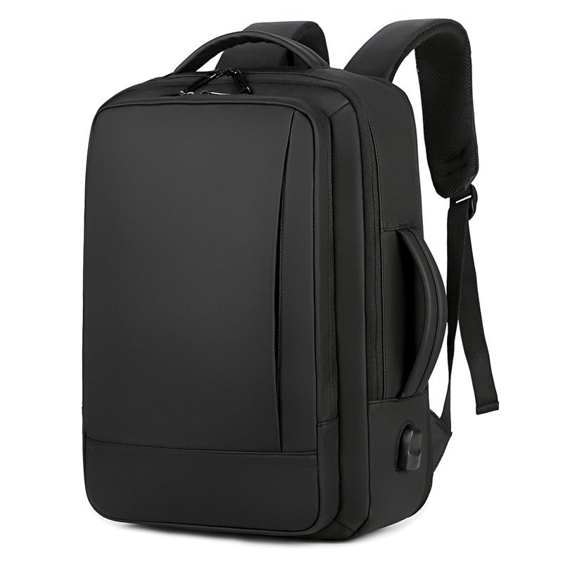 Large Capacity Multifunctional Waterproof Fashion Backpack in solid color, showcasing multiple pockets and USB charging feature.