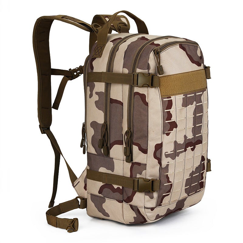 Large Capacity Outdoor Travel Tactical Backpack made of durable polyester, featuring a spacious design and comfortable padded straps.