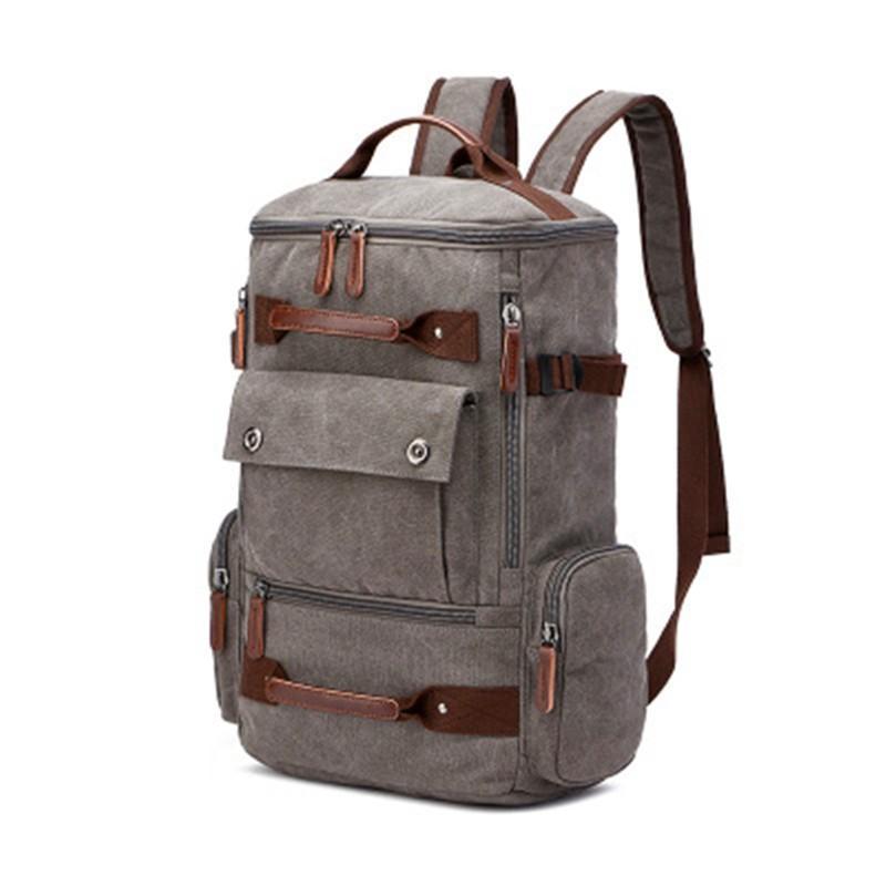 Large Korean Edition Leisure Fashion Backpack in stylish design, featuring multiple pockets and a zipper closure, made from durable polyester cotton.